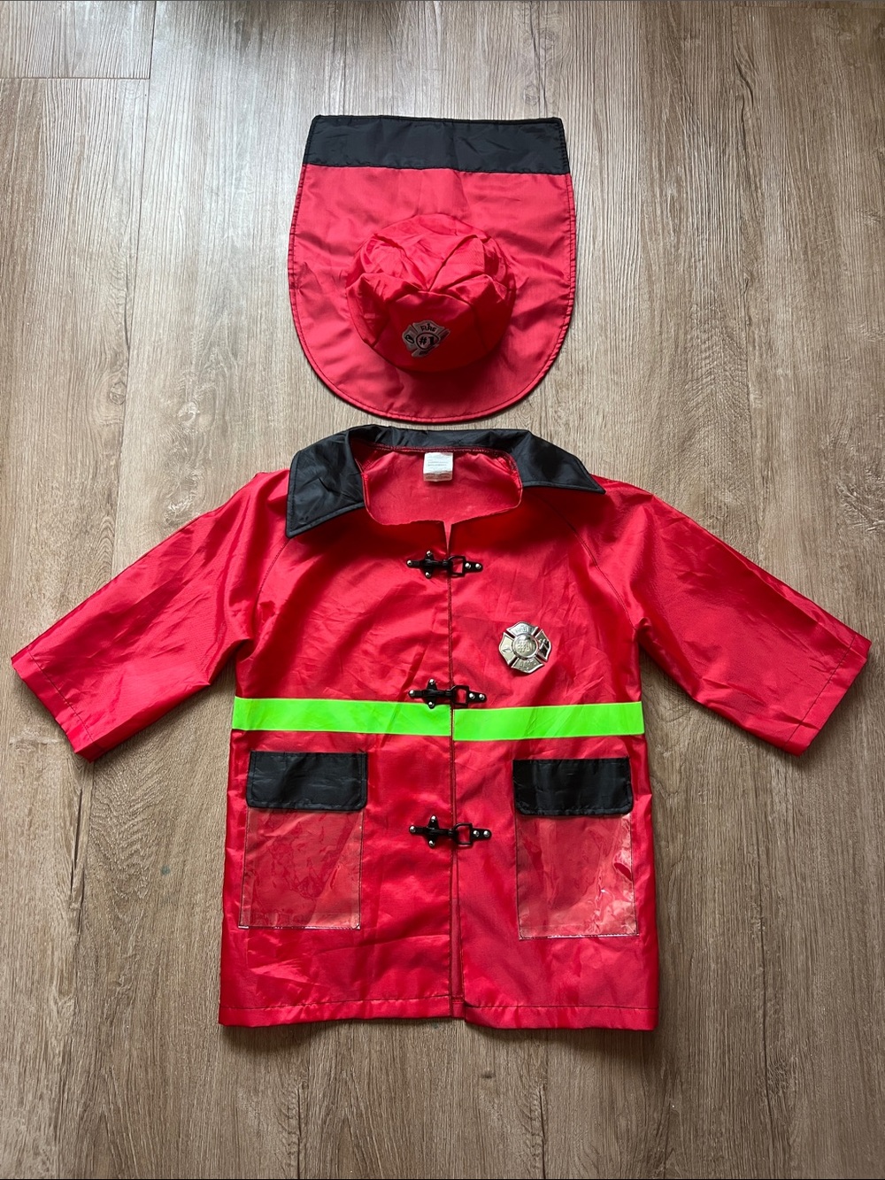 Unisex Toddler Firefighter Jacket with Matching Firefighter Hat Size 3-5T